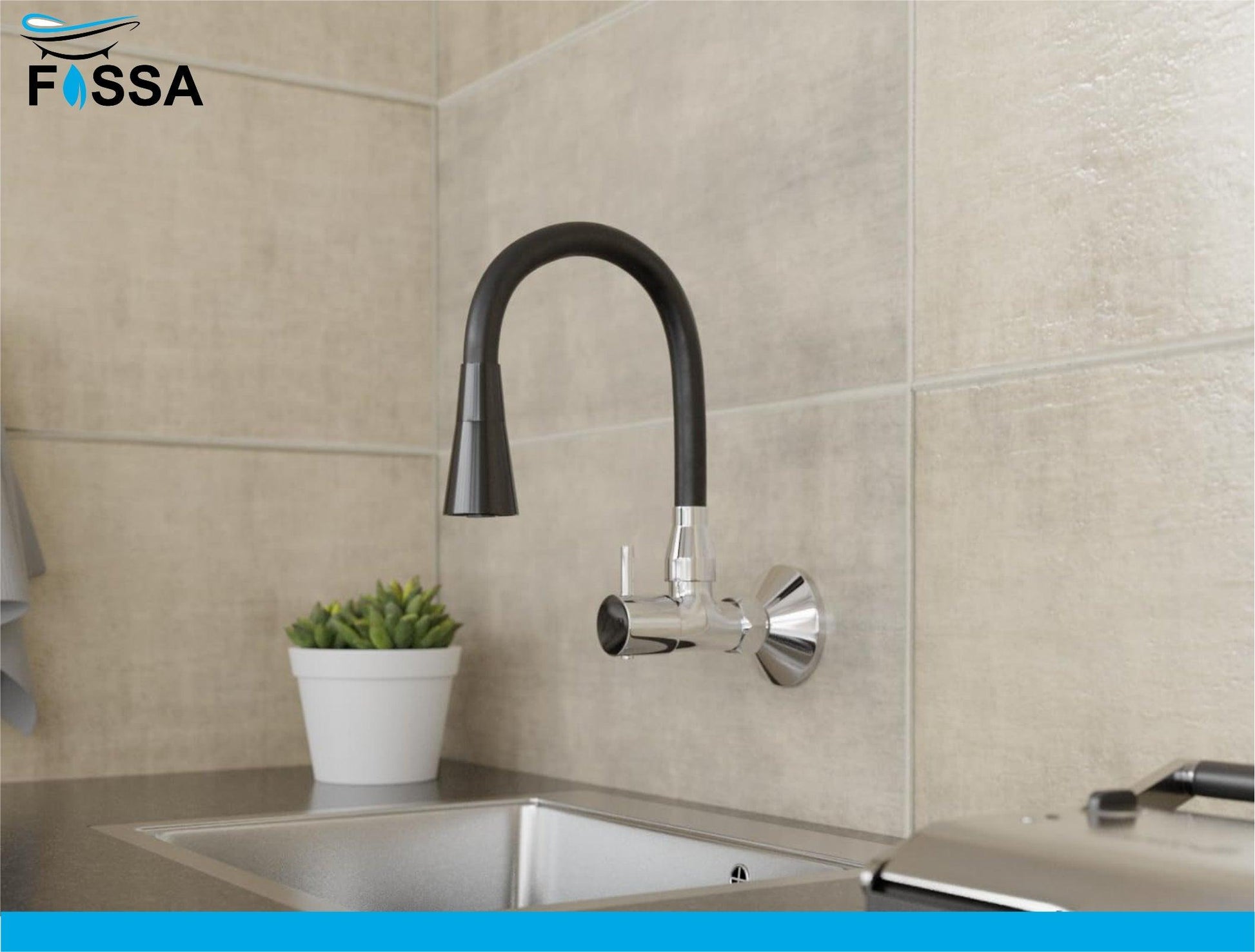 Fossa Brass Sink Cock with Dual Flow Kitchen Faucet with Flexible Swivel Spout (Black)-1